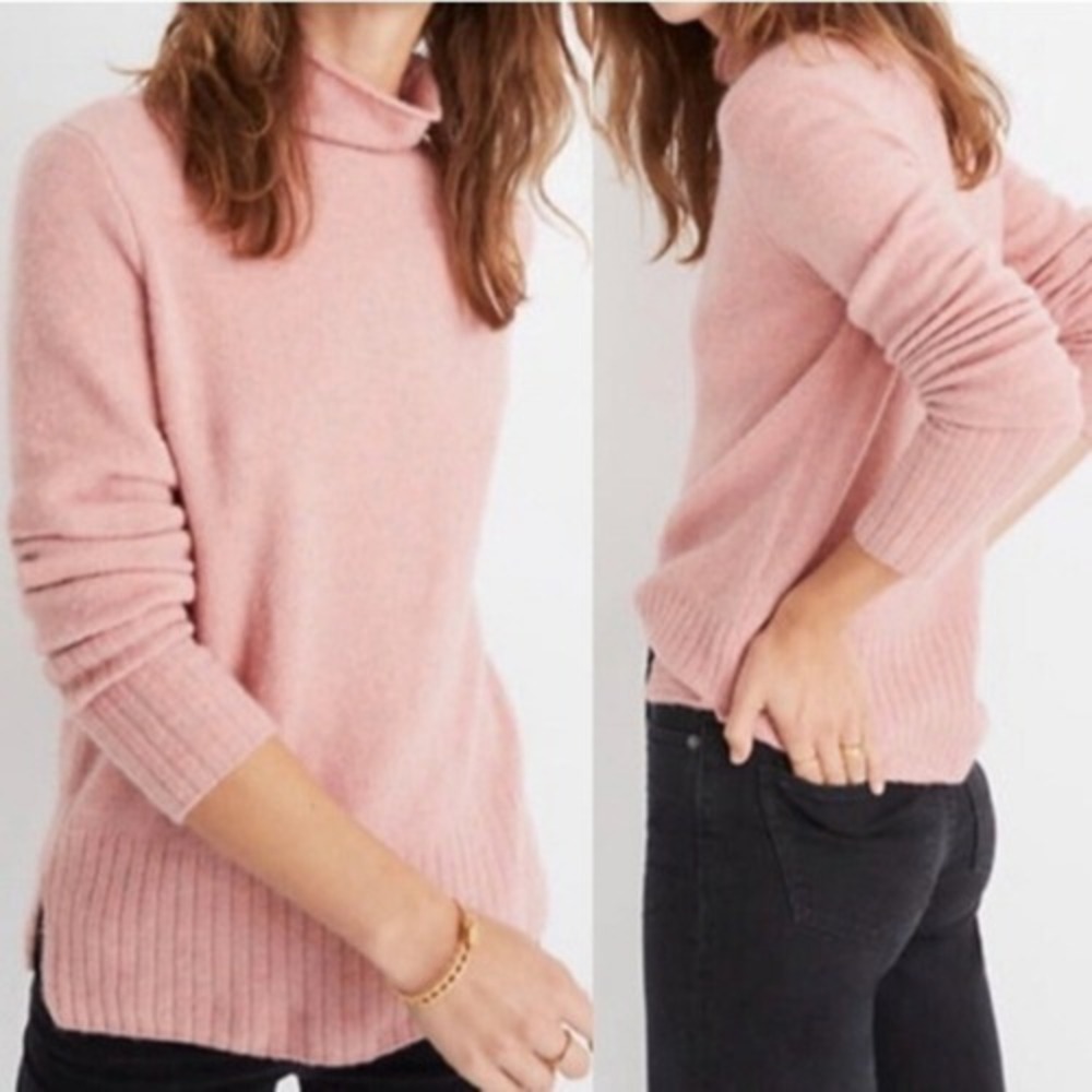 Madewell Blush Pink‎ Inland Alpaca Wool Mockneck Sweater Women's Size Medium